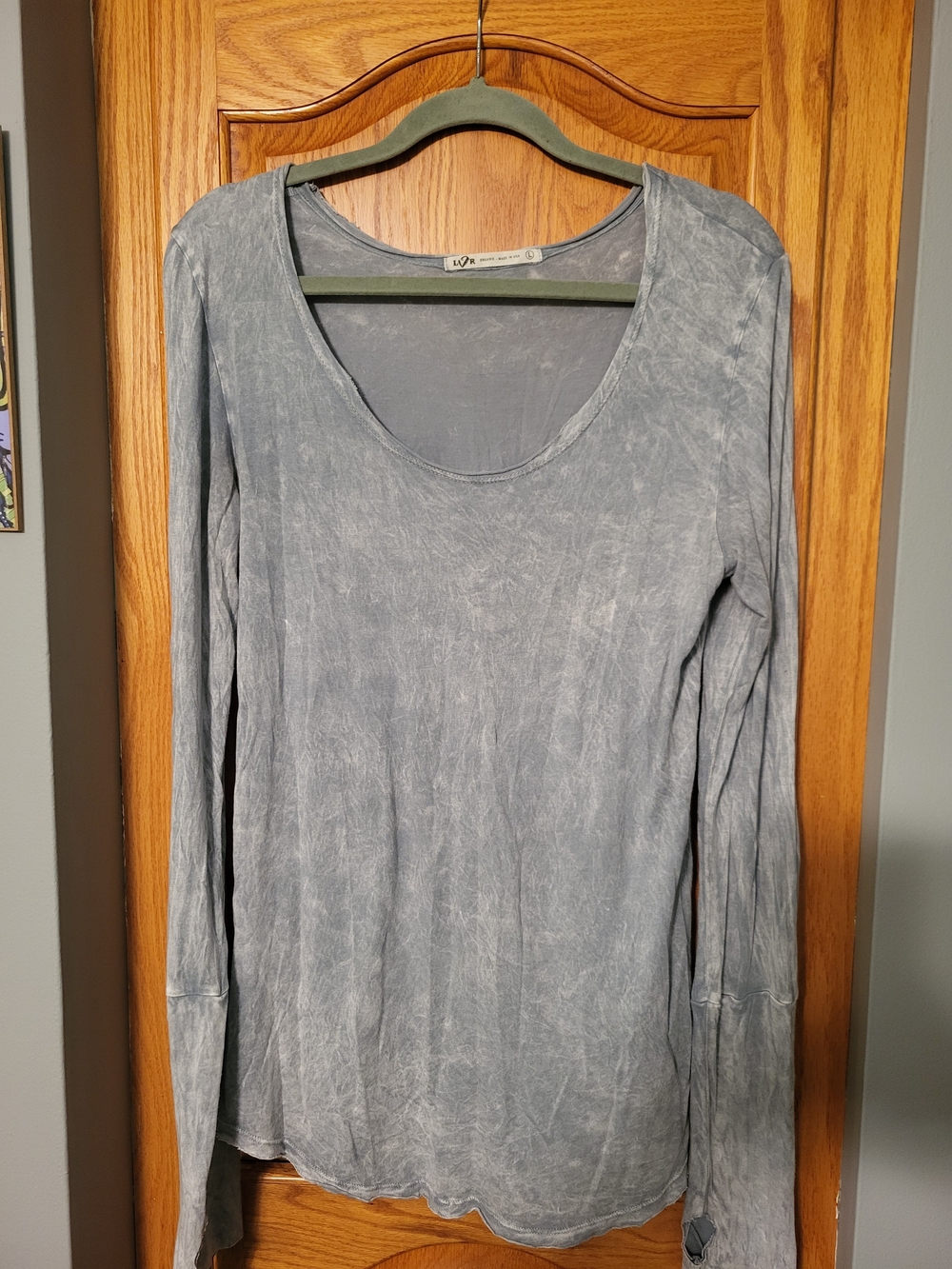 LVR Shirt Womens Large Light Gray Pullover Acid Lounge Comfy Biggie Top
